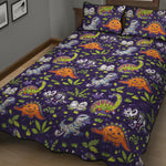Cute Dino Halloween Pattern Print Quilt Bed Set