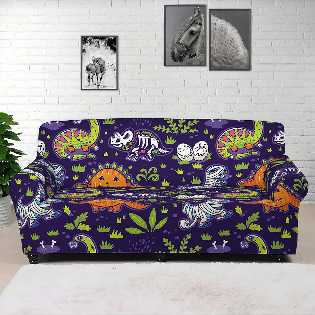 Cute Dino Halloween Pattern Print Sofa Cover