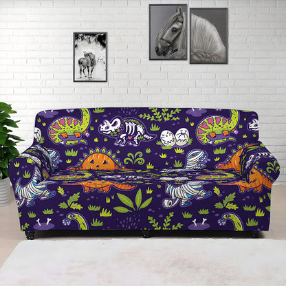 Cute Dino Halloween Pattern Print Sofa Cover