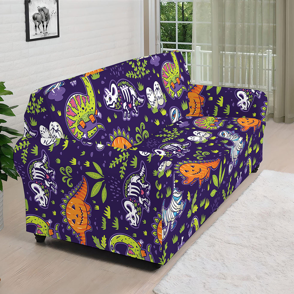 Cute Dino Halloween Pattern Print Sofa Cover