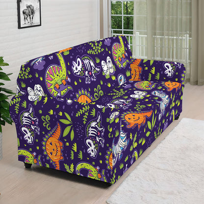 Cute Dino Halloween Pattern Print Sofa Cover