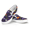 Cute Dino Halloween Pattern Print White Slip On Sneakers