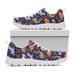 Cute Dino Halloween Pattern Print White Sneakers