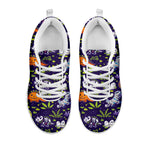 Cute Dino Halloween Pattern Print White Sneakers