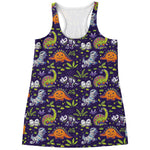 Cute Dino Halloween Pattern Print Women's Racerback Tank Top