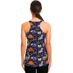 Cute Dino Halloween Pattern Print Women's Racerback Tank Top