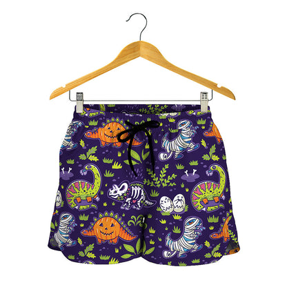 Cute Dino Halloween Pattern Print Women's Shorts