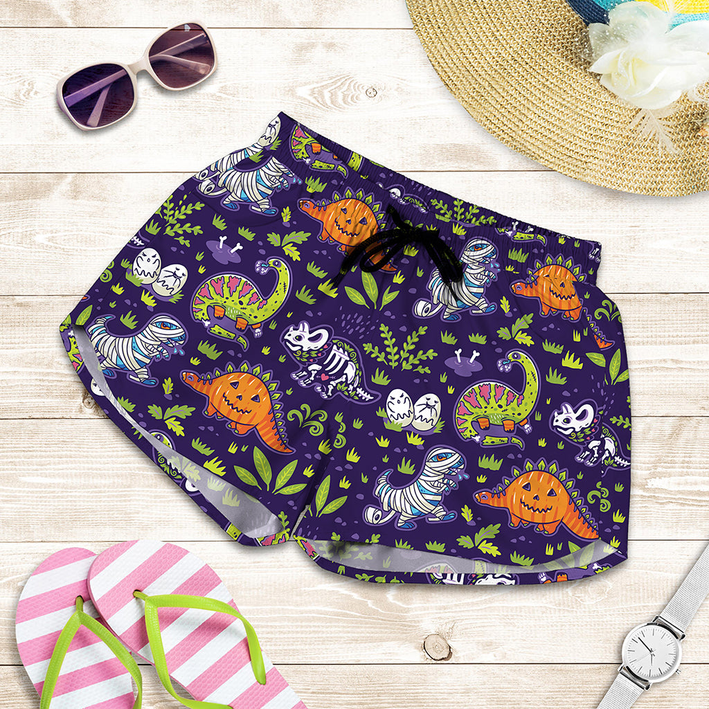 Cute Dino Halloween Pattern Print Women's Shorts
