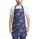 Cute Dino Leaves And Flowers Print Apron