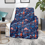 Cute Dino Leaves And Flowers Print Blanket