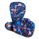 Cute Dino Leaves And Flowers Print Boxing Gloves