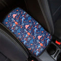 Cute Dino Leaves And Flowers Print Car Center Console Cover