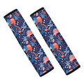 Cute Dino Leaves And Flowers Print Car Seat Belt Covers