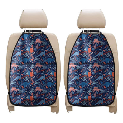 Cute Dino Leaves And Flowers Print Car Seat Organizers