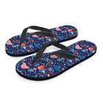 Cute Dino Leaves And Flowers Print Flip Flops