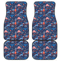 Cute Dino Leaves And Flowers Print Front and Back Car Floor Mats
