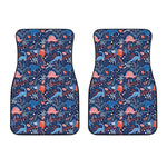 Cute Dino Leaves And Flowers Print Front Car Floor Mats