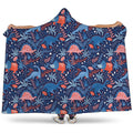 Cute Dino Leaves And Flowers Print Hooded Blanket