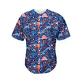 Cute Dino Leaves And Flowers Print Men's Baseball Jersey