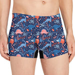 Cute Dino Leaves And Flowers Print Men's Boxer Briefs