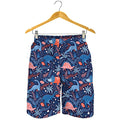 Cute Dino Leaves And Flowers Print Men's Shorts