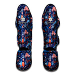 Cute Dino Leaves And Flowers Print Muay Thai Shin Guard