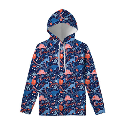Cute Dino Leaves And Flowers Print Pullover Hoodie