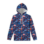 Cute Dino Leaves And Flowers Print Pullover Hoodie