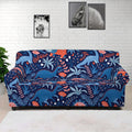 Cute Dino Leaves And Flowers Print Sofa Cover