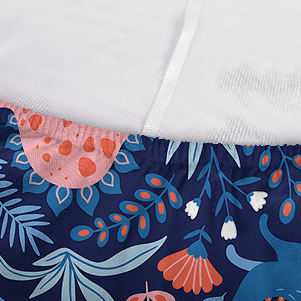Cute Dino Leaves And Flowers Print Sofa Cover