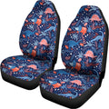 Cute Dino Leaves And Flowers Print Universal Fit Car Seat Covers