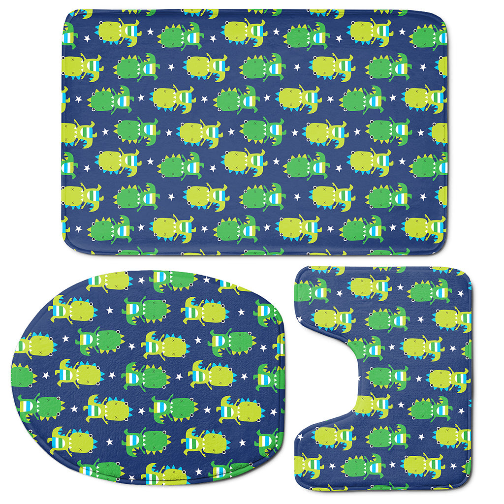 Cute Dino T-Rex Pattern Print 3 Piece Bath Mat Set