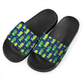 Cute Dino T-Rex Pattern Print Black Slide Sandals