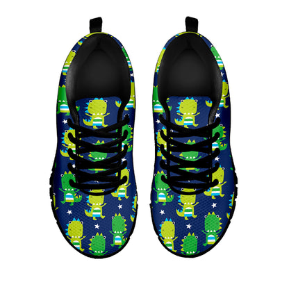 Cute Dino T-Rex Pattern Print Black Sneakers