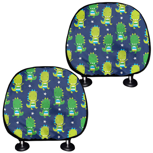 Cute Dino T-Rex Pattern Print Car Headrest Covers