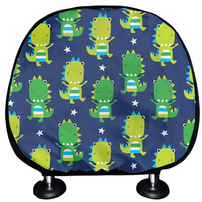 Cute Dino T-Rex Pattern Print Car Headrest Covers