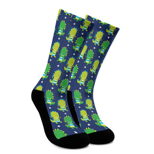 Cute Dino T-Rex Pattern Print Crew Socks