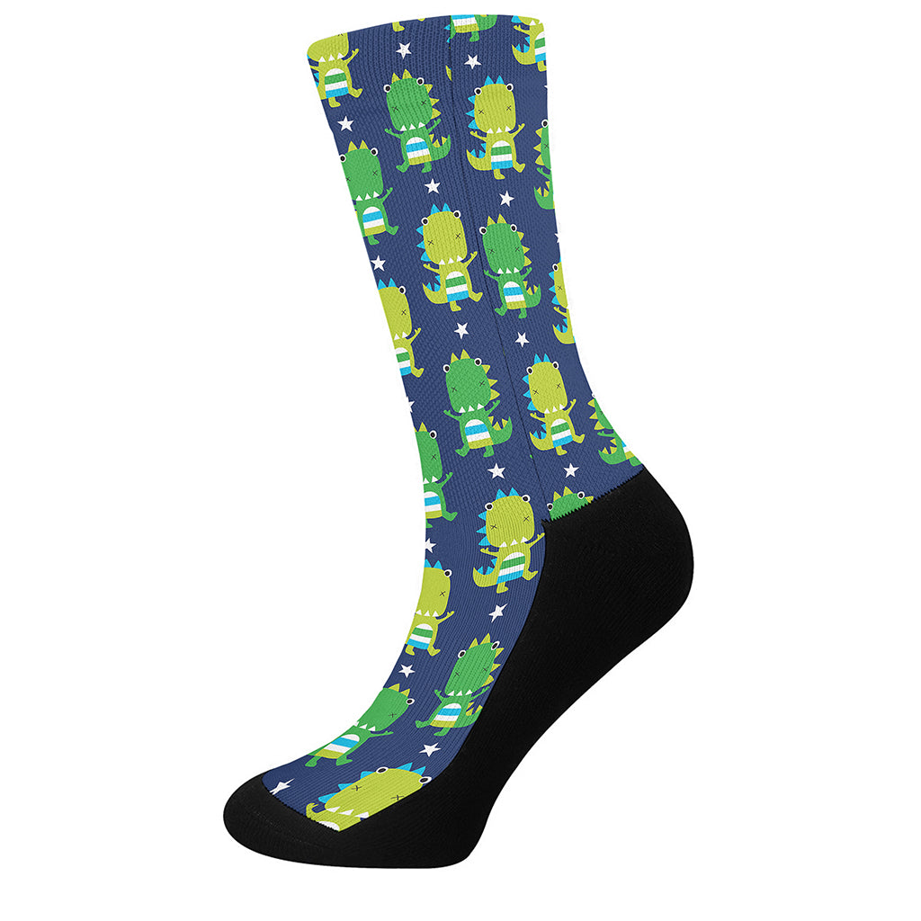 Cute Dino T-Rex Pattern Print Crew Socks