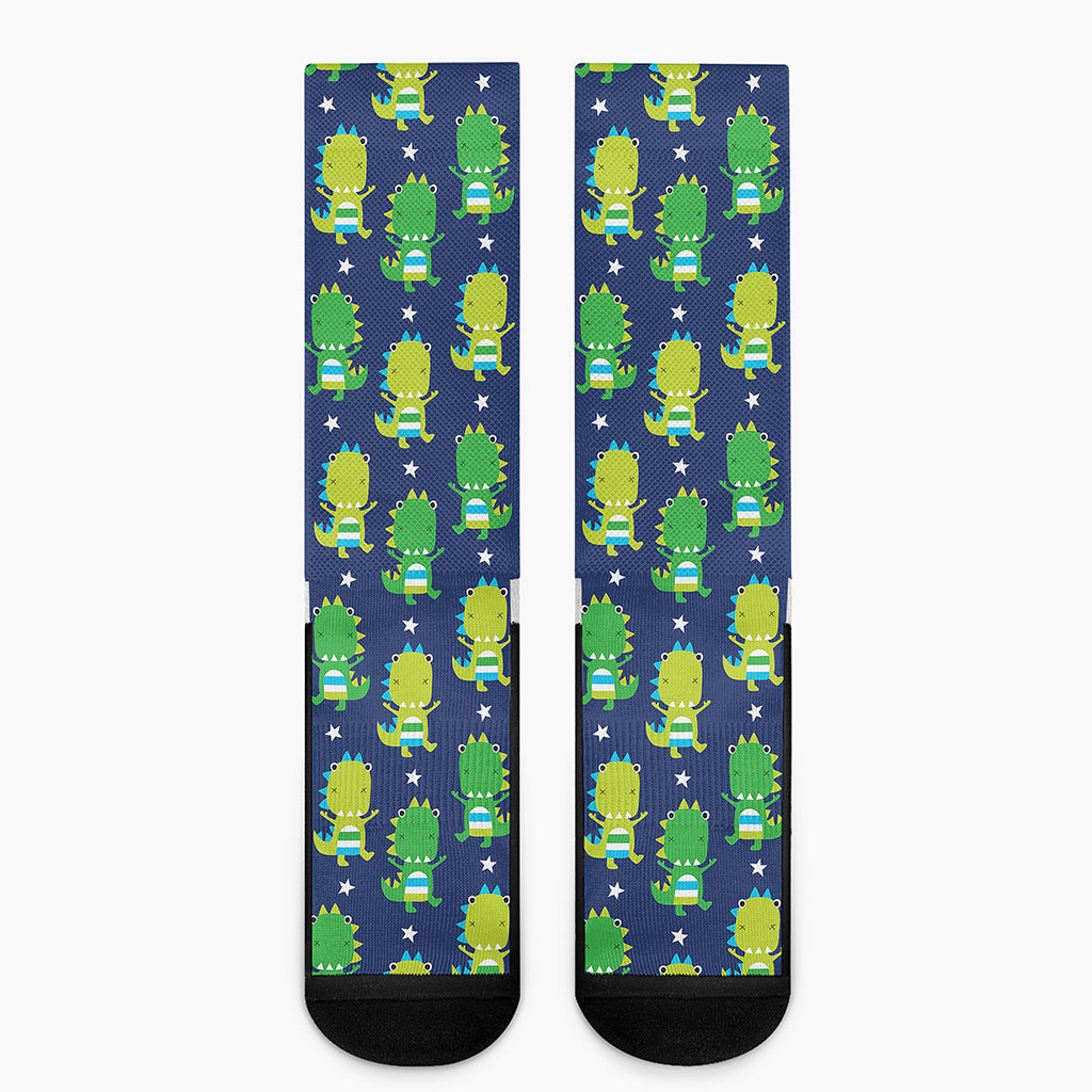 Cute Dino T-Rex Pattern Print Crew Socks