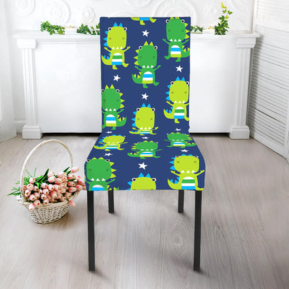 Cute Dino T-Rex Pattern Print Dining Chair Slipcover