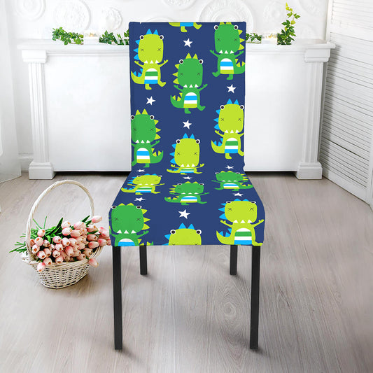 Cute Dino T-Rex Pattern Print Dining Chair Slipcover