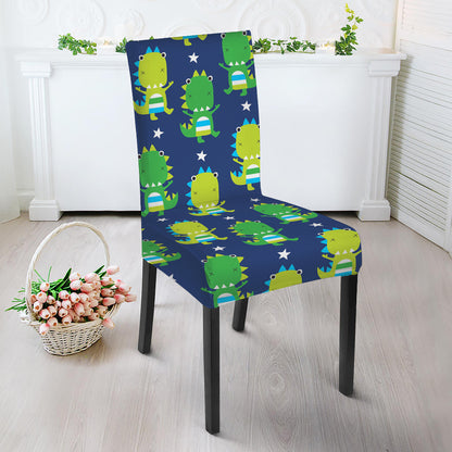 Cute Dino T-Rex Pattern Print Dining Chair Slipcover
