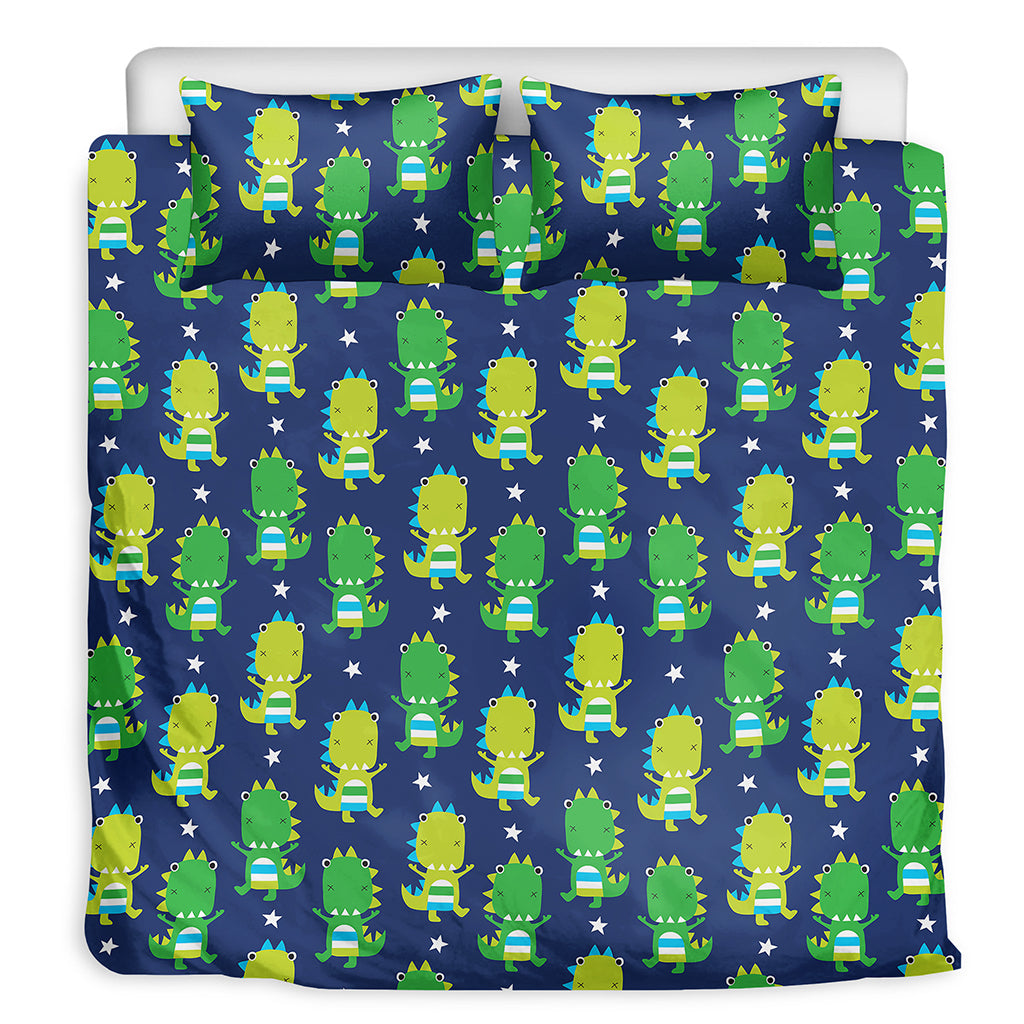Cute Dino T-Rex Pattern Print Duvet Cover Bedding Set