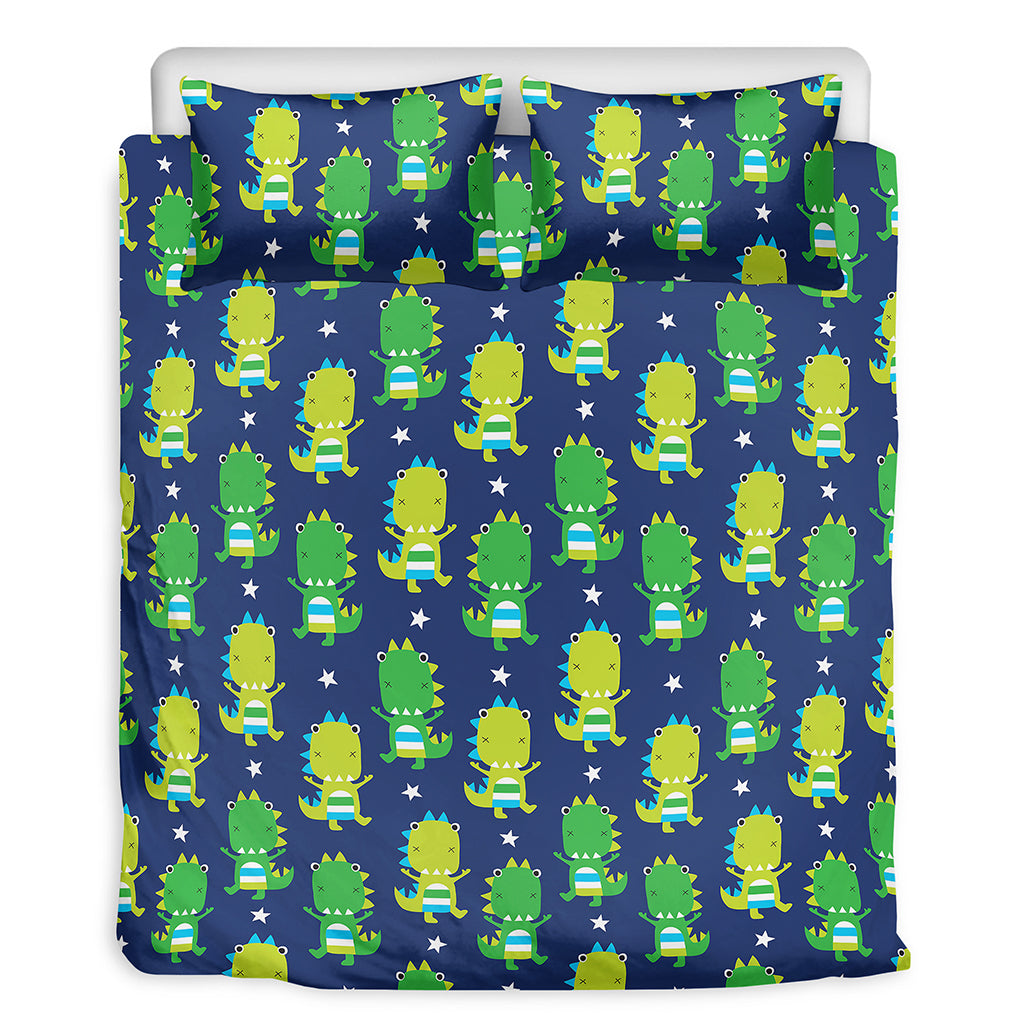 Cute Dino T-Rex Pattern Print Duvet Cover Bedding Set