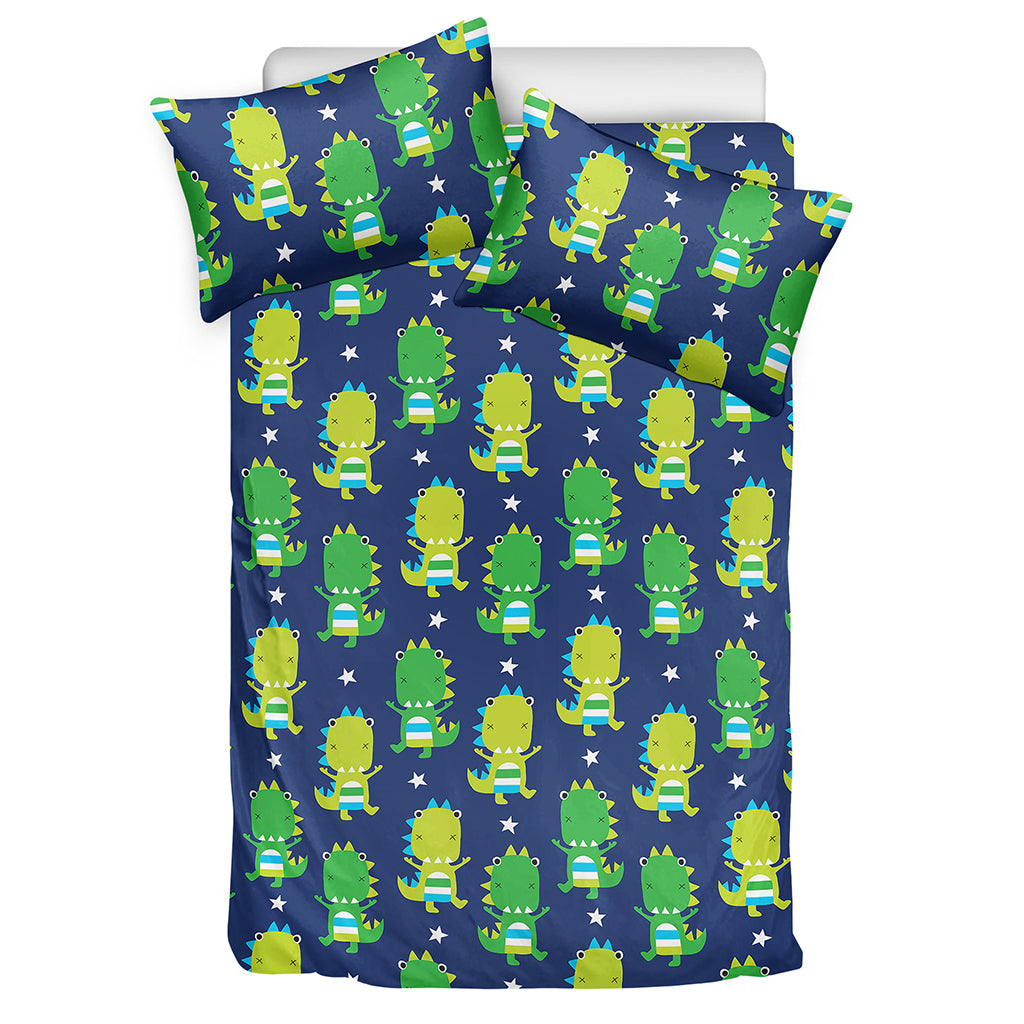 Cute Dino T-Rex Pattern Print Duvet Cover Bedding Set