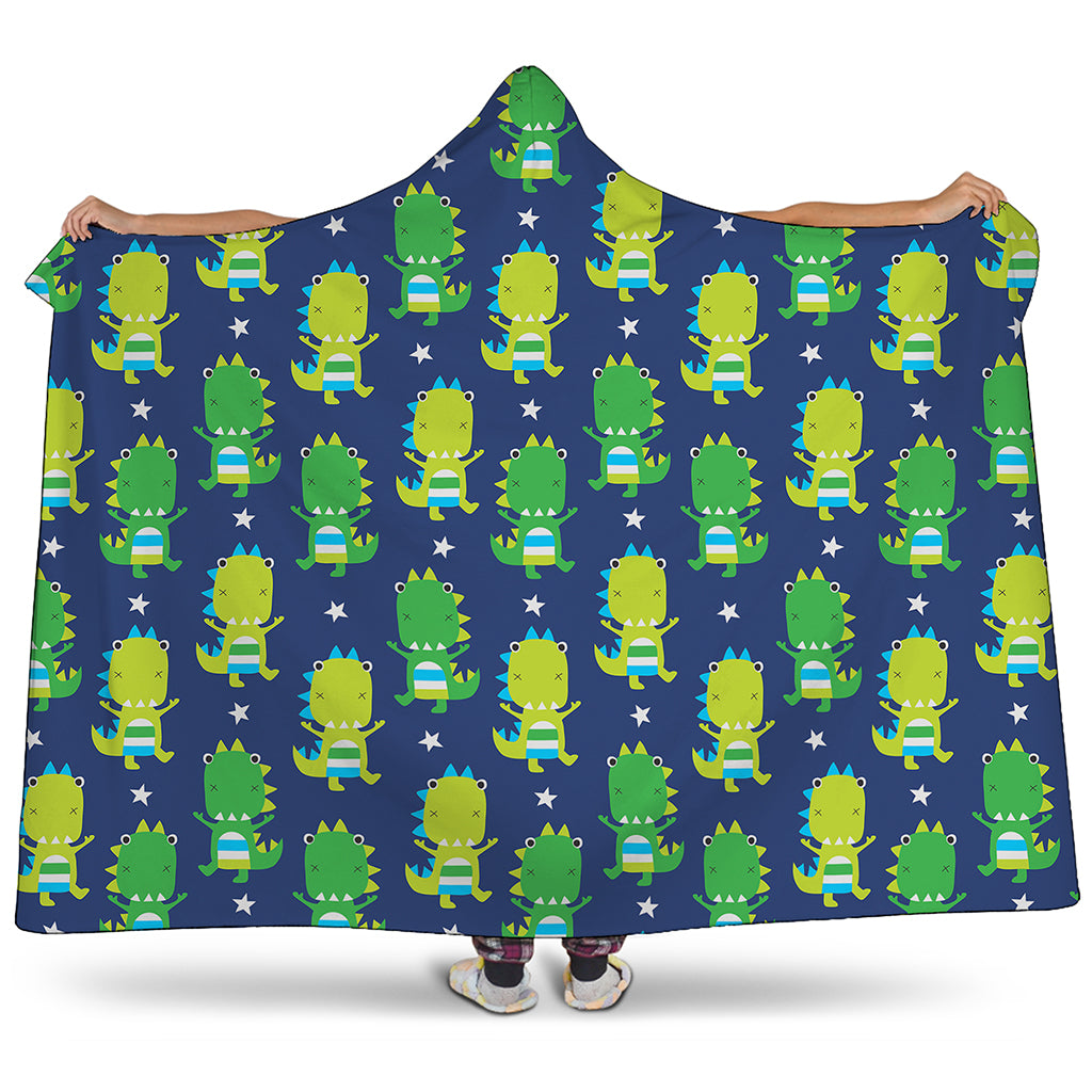 Cute Dino T-Rex Pattern Print Hooded Blanket
