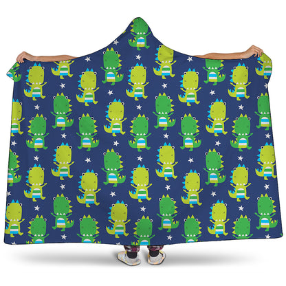 Cute Dino T-Rex Pattern Print Hooded Blanket