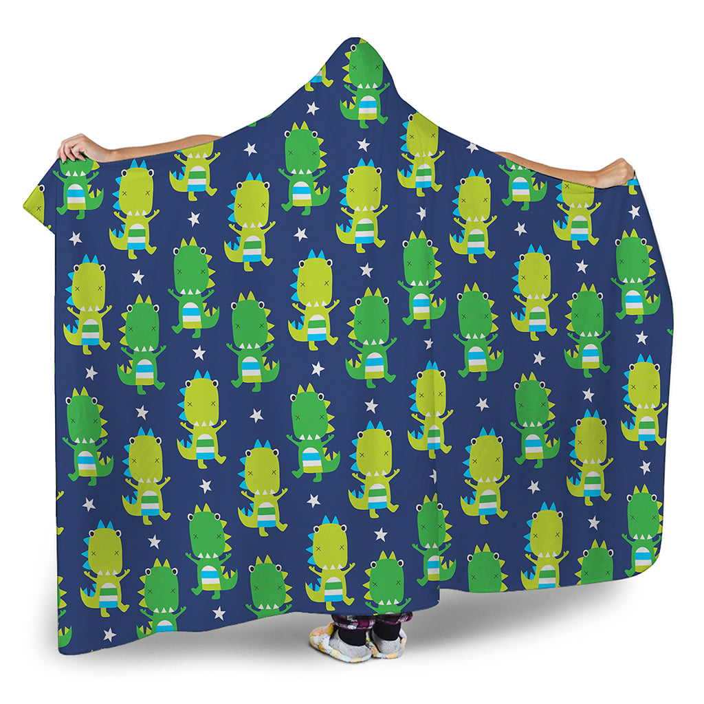 Cute Dino T-Rex Pattern Print Hooded Blanket