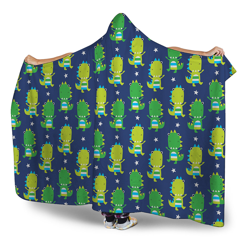Cute Dino T-Rex Pattern Print Hooded Blanket