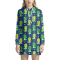 Cute Dino T-Rex Pattern Print Pullover Hoodie Dress